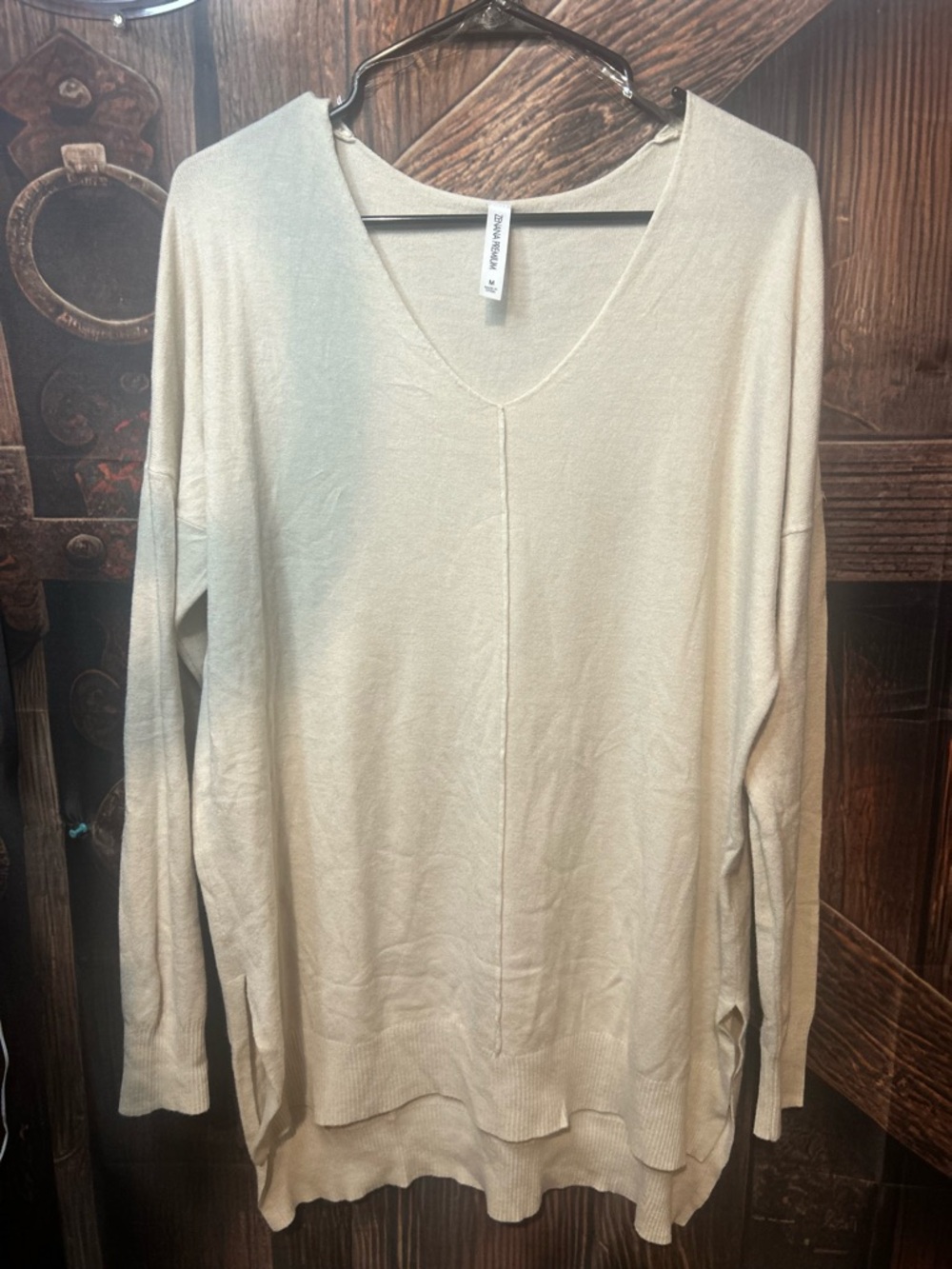 Zenana Premium V-Neck Sweater in Cream